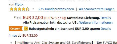 FLYCO FS377 Elektrorasierer mit USB Adapter für 29€ (statt 40€)