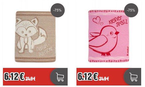 Adelheid Babydecke Kleiner Spatz und Naturbursche je 70 cm x 90 cm für je 6,12€ (statt 25€)