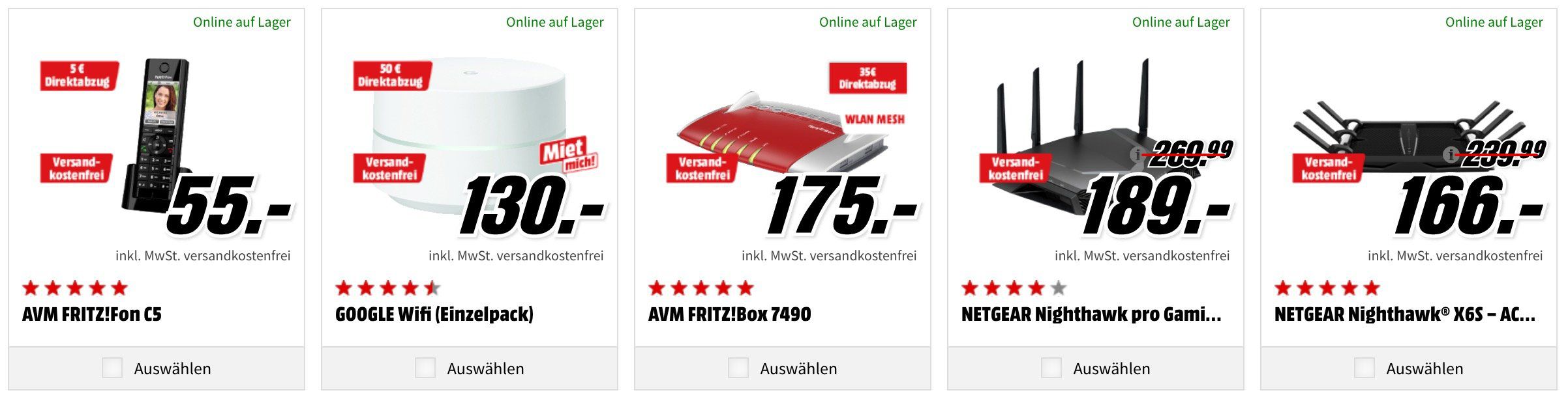 TOP! Media Markt  WLan Tiefpreisspätschicht:  günstige Router,  Repeater, Adapter & Switch