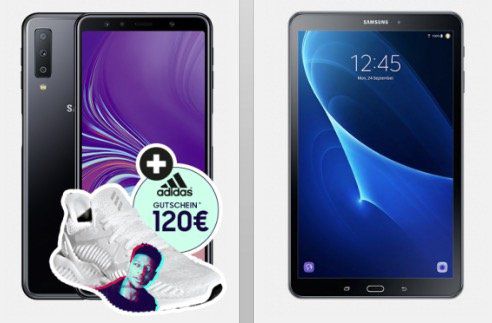 Knaller! Samsung Galaxy A7 + Samsung Galaxy Tab A + 120€ adidas.de Gutschein für 69,95€ + Vodafone Flat von Otelo mit 5GB LTE für 24,05€ mtl.