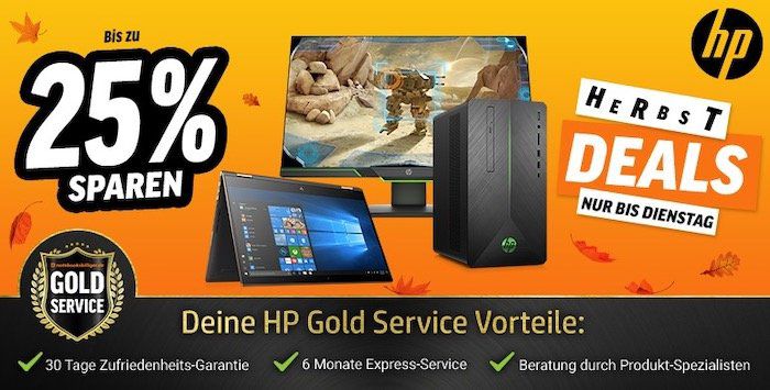 HP Herbst Deals bei Notebooksbilliger   z.B. 15% Rabatt auf Monitore