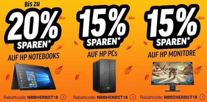 HP Herbst Deals bei Notebooksbilliger   z.B. 15% Rabatt auf Monitore