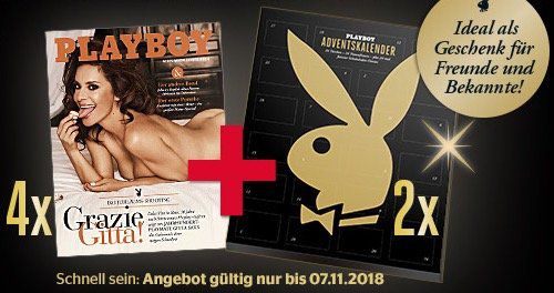 4 Ausgaben vom Playboy + 2 Playboy Adventskalender für nur 26€ (statt 55€)