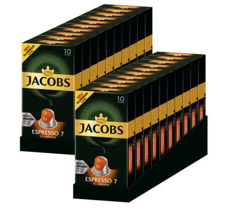 200er Pack Jacobs Espresso 7 Classico Nespresso kompatible Kaffeekapseln für 19,90€   MHD 10.11.2018