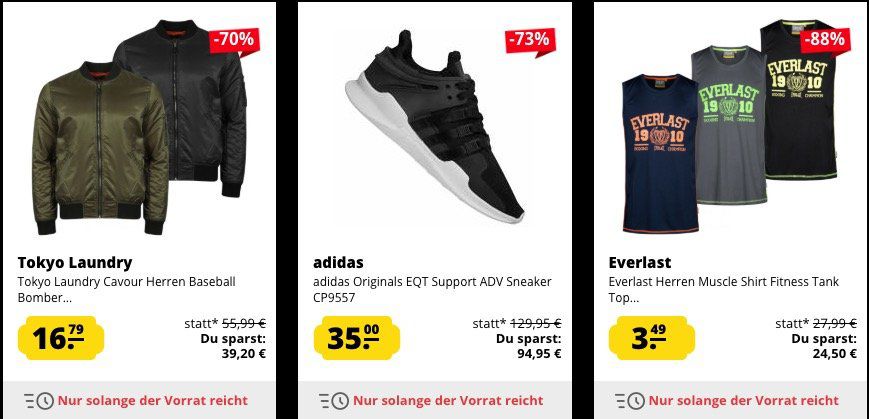 SportSpar Black Freitag Sale mit krassen Preisen   z.B. adidas Originals EQT Support ADV Sneaker für 38,95€ (statt 58€)