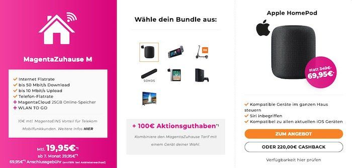 🔥 1 Sky Paket 12 Monate gratis + Telekom MagentaZuhause M DSL + Prämien & MagentaTV 50 Mbit/s ab 19,95€ mtl.