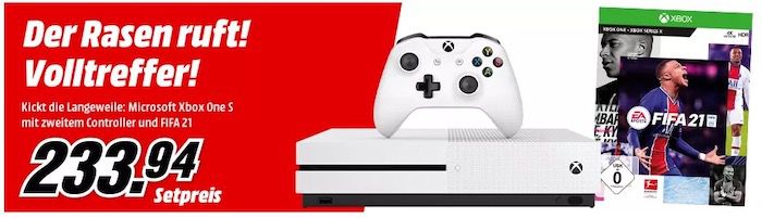 Xbox One S 1TB + 2. Controller + Fifa 21 für 223,94€ (statt 349€)