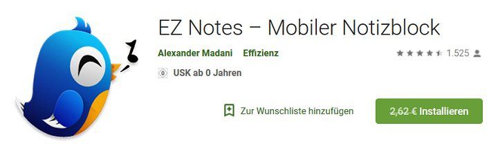 EZ Notes – Mobiler Notizblock (Android) gratis (statt 2,62€)