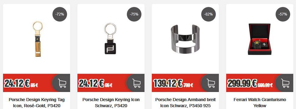 TOP12 Uhren & Schmuck Sale: z.B. Porsche Design Keyring Lettering ab 12,12€ (statt 65€)