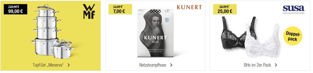 GALERIA Kaufhof 6 Tage Rennen bis zu 15€ sparen + Tagesangebote z.B. WMF Menerva 2 teiliges Topf Cromargan Set für 99€ (statt 139€)