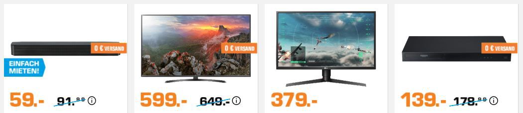 Saturn Markenwoche: heute viele günstige LG Artikel – z.B. LG 55UK6470 (55 Zoll), UHD smart TV für 599€ (statt 722€)