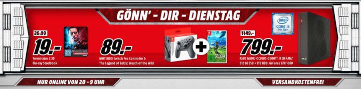 PS4 Slim + NBA 2K19 +3 Games für 288€ (statt 365€) uvm. im Media Markt Dienstag Sale