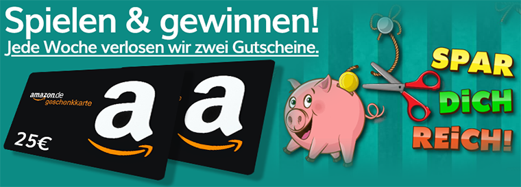 Wochengewinnspiel: Spiel das Game Spar dich reich und gewinne einen Amazon Gutschein