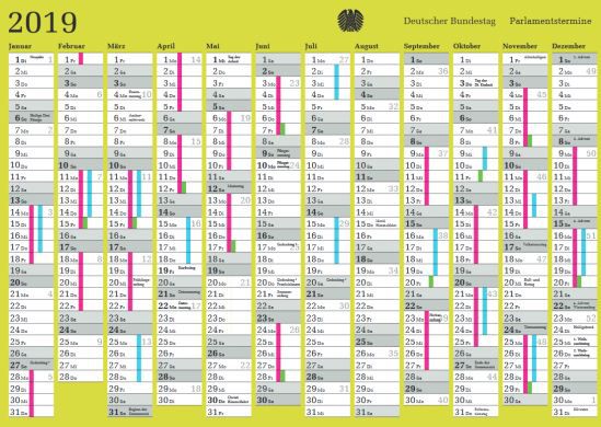 Parlamentsterminkalender 2019 (DIN A6) kostenlos anfordern