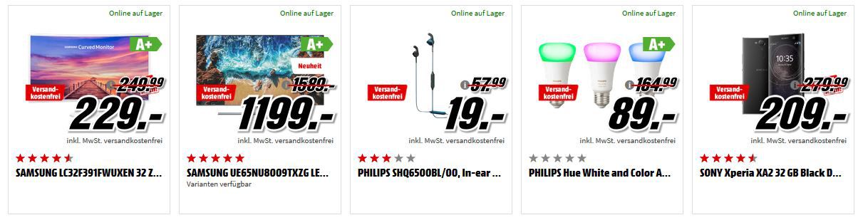 Media Markt Mega Marken Sparen: günstige Artikel von Samsung, Philips, Sony und iRobot