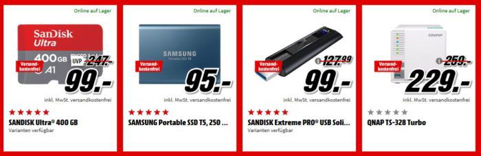 Media Markt Speicher Tiefpreis Woche: heute z.B. SanDisk PLUS 240GB SSD ab 35,53€ (statt 44€)