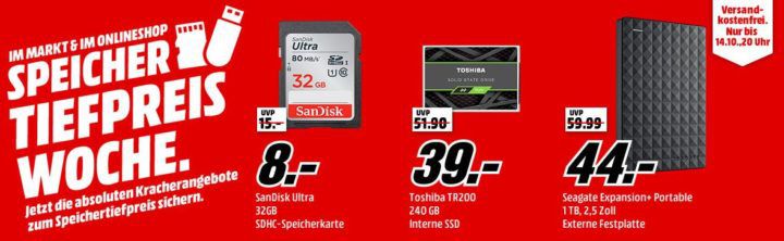 Media Markt Speicher Tiefpreis Woche: heute z.B. SAMSUNG Evo Plus 256 GB microSD für 66€ (statt 75€)