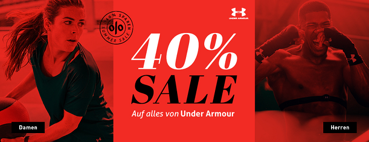 40% Rabatt auf Under Armour Sportartikel   z.B. Longsleeve Shirt Sportstyle LS für 25,99€ (statt 37€)
