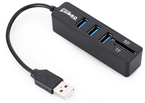 USB Hub mit 3 Ports und SD  & microSD Reader für 1,44€