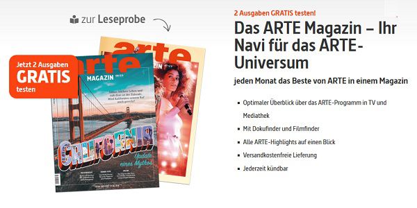 2 Ausgaben ARTE Magazin gratis – Kündigung notwendig