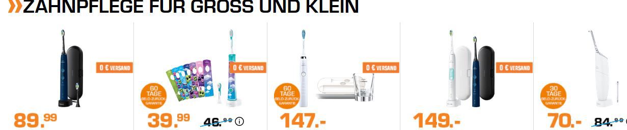 Saturn Late Night mit günstigen eZahnbürsten & Co. für die ganze Familie: z.B. PHILIPS Sonicare HX8432/01 Airfloss Ultra für 70€ (statt 82€)