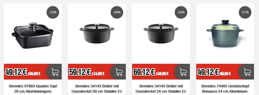Berndes Topf & Pfannen Sale: z.B. Berndes Alu Specials Stielwok 28 cm Antihaftversiegelung für 22,12€ (statt 35€)