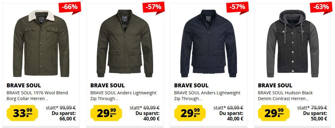 SportSpar Brave Soul Sale   z.B. BRAVE SOUL Denim Herren Hoodie ab 10,99€ (statt 19€)