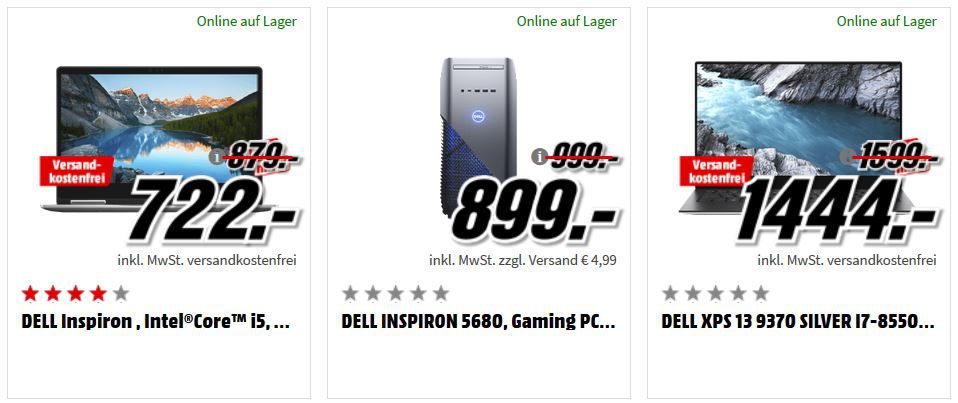 Media Markt Dell Tiefpreisspätschicht: günstige (Gaming) Notebooks, PCs und Convertibles