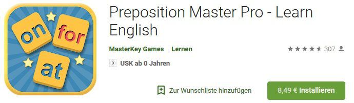 Preposition Master Pro   Learn English (Android)   GRATIS (statt 8,49€)