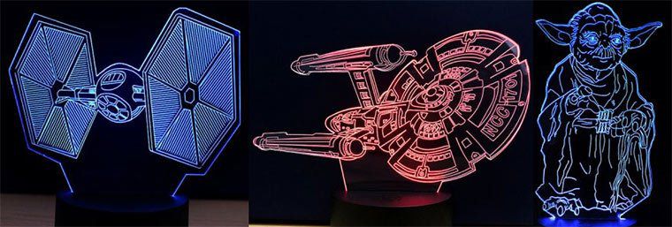 Versch. 3D LED Lampen Star Wars, Batman, Star Trek wie R2D2, Darth Vader etc ab 5,22€