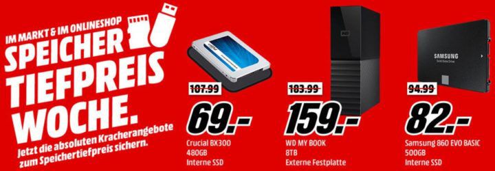 Bis 20 Uhr! Media Markt Speicher Tiefpreis Woche: z.B. SanDisk Ultra 200GB microSDXC Speicherkarte für 33€