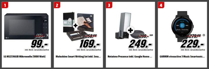 Media Markt Tiefpreis Couch: z.B. NETATMO NOC01 Presence IP Kamera + google home mini für 249€ (statt 305€)