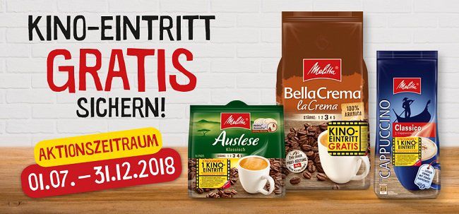 Freier Eintritt ins Kino beim Kauf von Melitta Aktionsartikeln