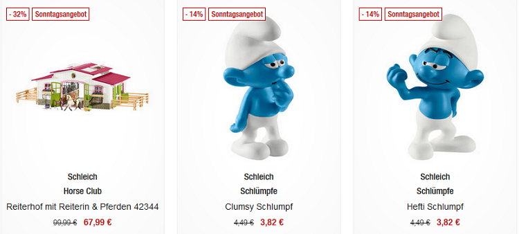 Schleich Spielzeug Figuren mit 15% Rabatt   z.B. Tierarzteinsatz in der Reitschule für 59,49€ (statt 103€)