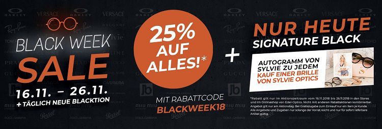 Brillen und Kontaktlinsen bei Edel Optics mit 25% Extra Rabatt