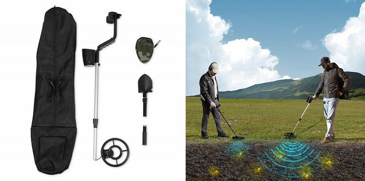 INTEY Metalldetektor mit LCD Display, Klappschaufel & Tragetasche für 68,99€ (statt 86€)