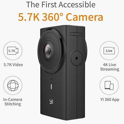 YI 360 VR Kamera mit 2 Objektiven & bis zu 5,7K /30Ffps für 169,99€ (statt 337€)