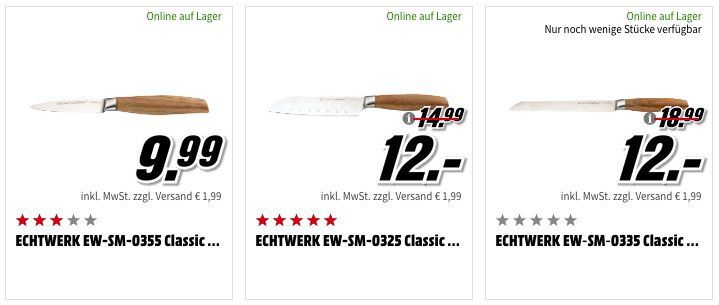 Echtwerk Haushalts Sale bei Media Markt   z.B. ELO Omega Edelstahl Topf Set (4 teilig) für 79€ (statt 122€)