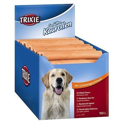 100er Pack Trixie gefüllte Hunde Kaurollen mit Schinkengeschmack für 11,55€ (statt 42€)