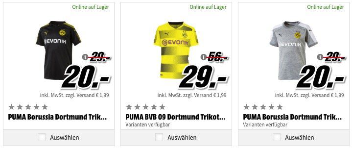 adidas Fußball Bundesliga Trikots, Kappen etc. beim Media Markt ab 10€ + 1,99€ VSK