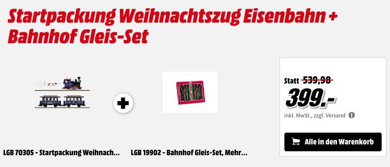 Weihnachtszug Eisenbahn + Bahnhof Gleis Set für 399,99€ (statt 467€)