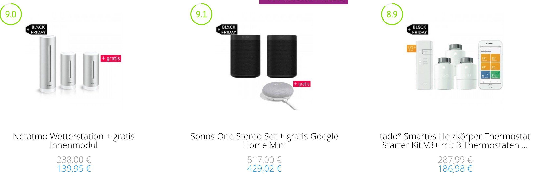 ? Tink Smart Home heftige Preise dank Black Freitag   z.B. tado Starter Kit V3+ mit 5 Thermostaten inkl. Google Home Mini für 299,94€ (statt 423€)