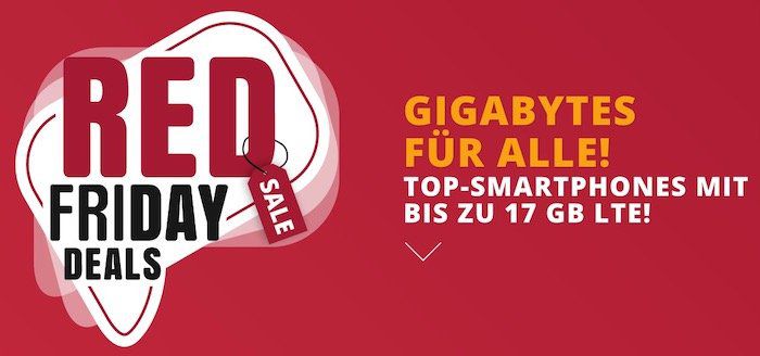 Red Friday Deals bei Sparhandy   z.B. Samsung Galaxy S9+ für 149€ + Vodafone Allnet Flat mit 10GB LTE für 29,99€ mtl.