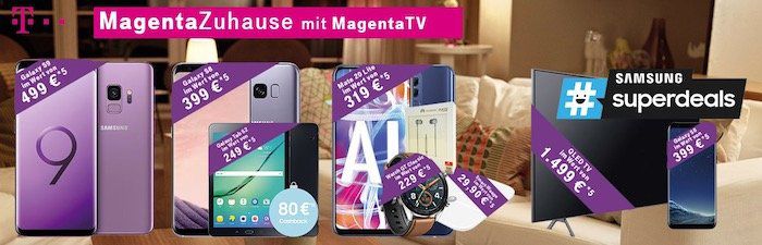 Knaller! Telekom MagentaZuhause M und L mit MagentaTV + Samsung GQ55Q8DN 55 Zoll QLED TV + Samsung Galaxy S8