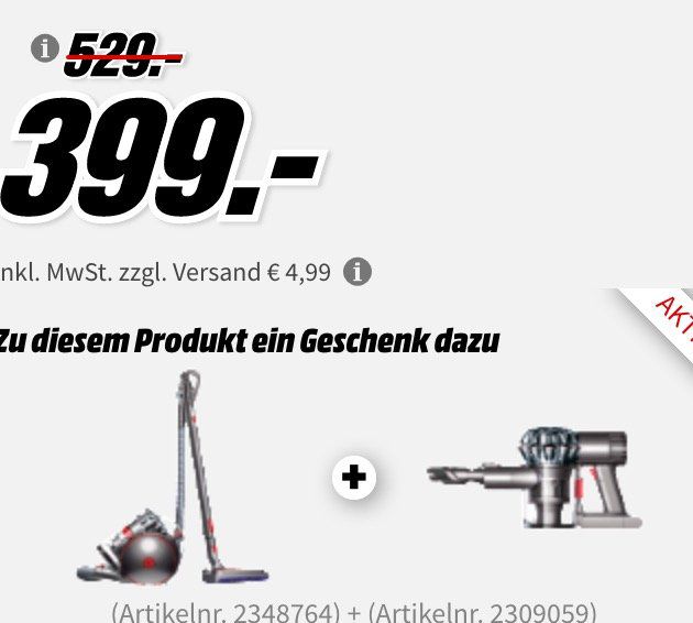 ? Knaller! Dyson Cinetic Big Ball Absolute 2 + Dyson V6 Trigger für 399€ (Vergleich: 585€)