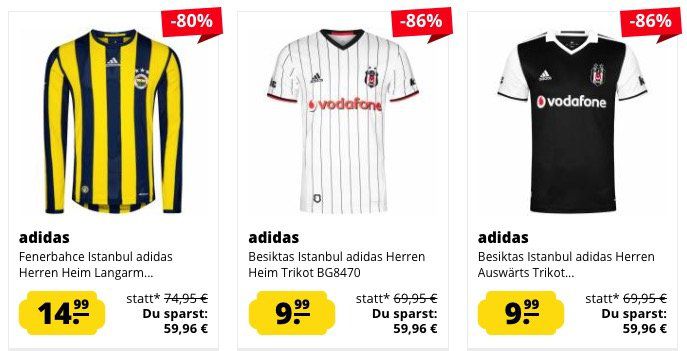 Fenerbahce & Besiktas Istanbul Fan Sale   z.B. Besiktas Auswärts Trikot für 4,99€ (statt 18€)