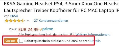 EKSA E800   Gaming Headset für 7,49€   Prime