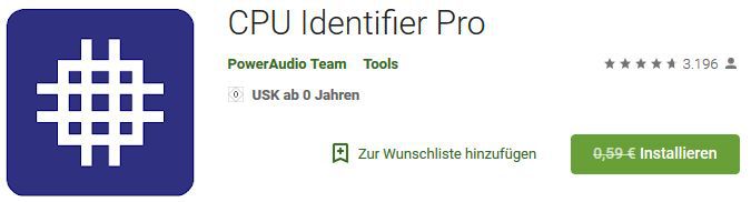 CPU Identifier Pro (Android) gratis statt 0,59€