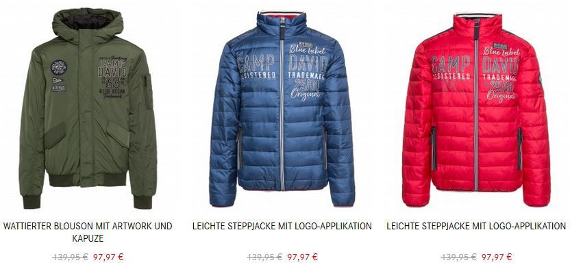 CAMP DAVID & SOCCX Sale mit 30% Rabatt auf nicht reduzierte Winter Jacken bis Mitternacht