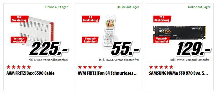 Media Markt Tiefpreisspätschicht: z.B. SAMSUNG NVMe SSD 970 Evo, 500 GB SSD für 109€ (statt 120€)